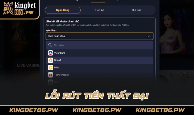 Lỗi rút tiền thất bại