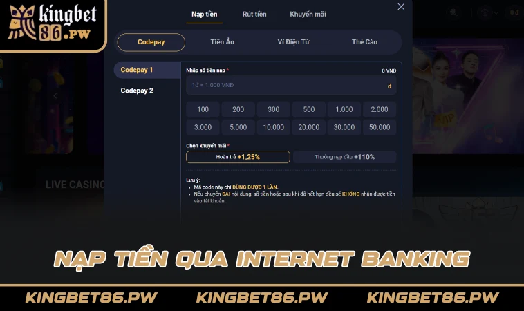Nạp tiền qua Internet Banking